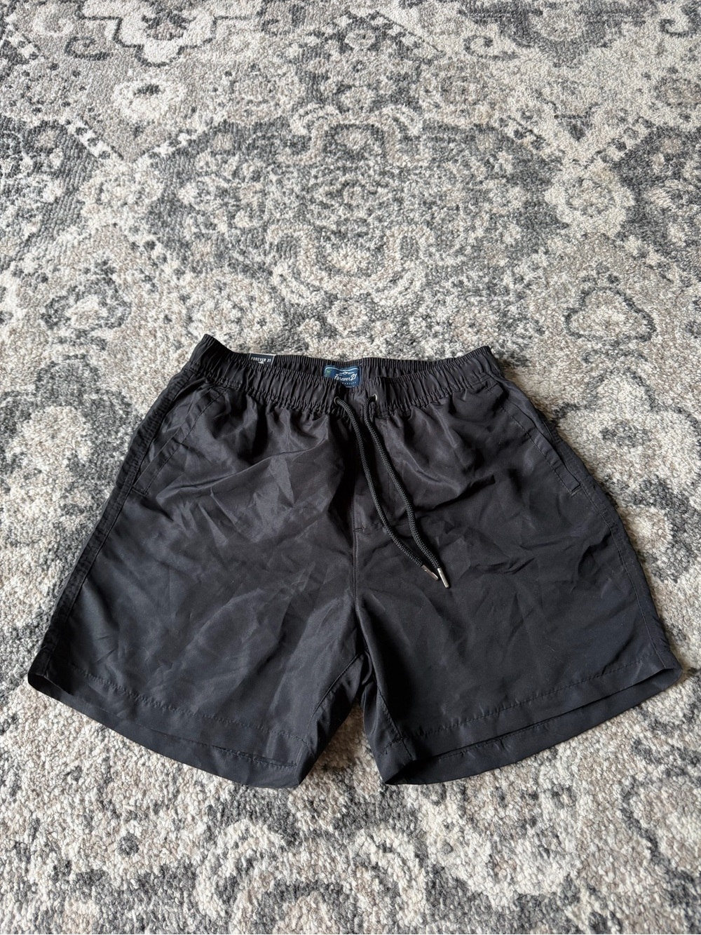 NWT Forever 21 Men's Black Swim Shorts with Drawstring